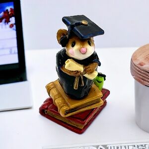 Wee Forest Folk THE GRADUATES, WFF# M-222, Navy Robe, Graduation, School Mouse